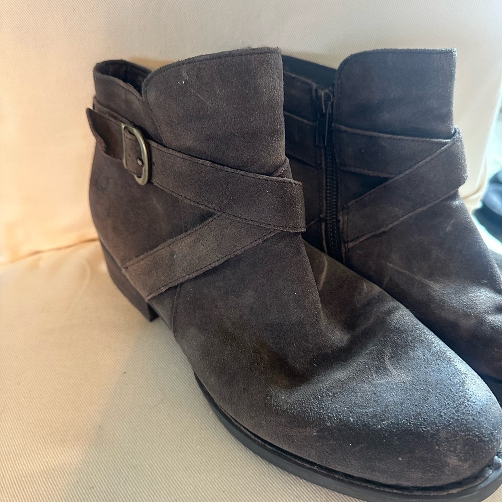 Born Dark Brown Suede Ankle Booties